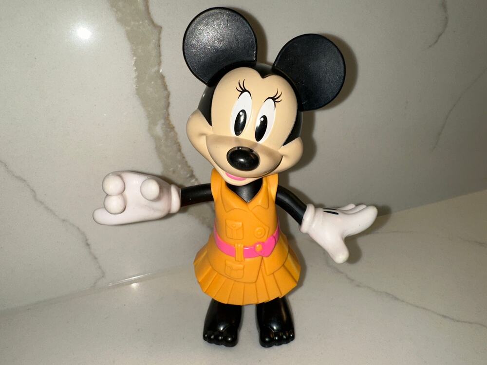 Minnie Mouse Snap Style  Replacement with Orange Pink Dress Movable Arms Head
